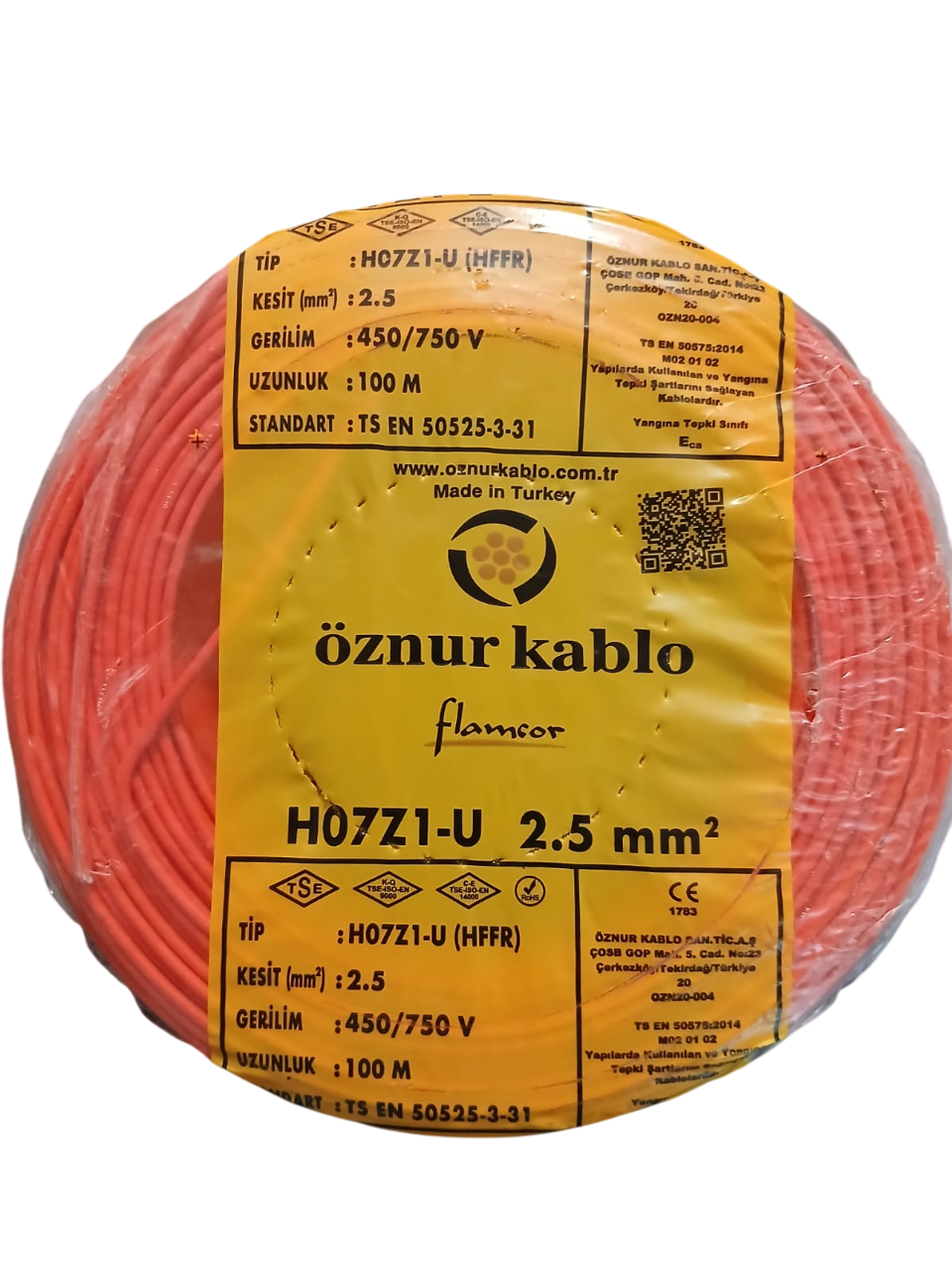 2,5 MM H07Z1-U H.FREE NYA KIRMIZI KABLO