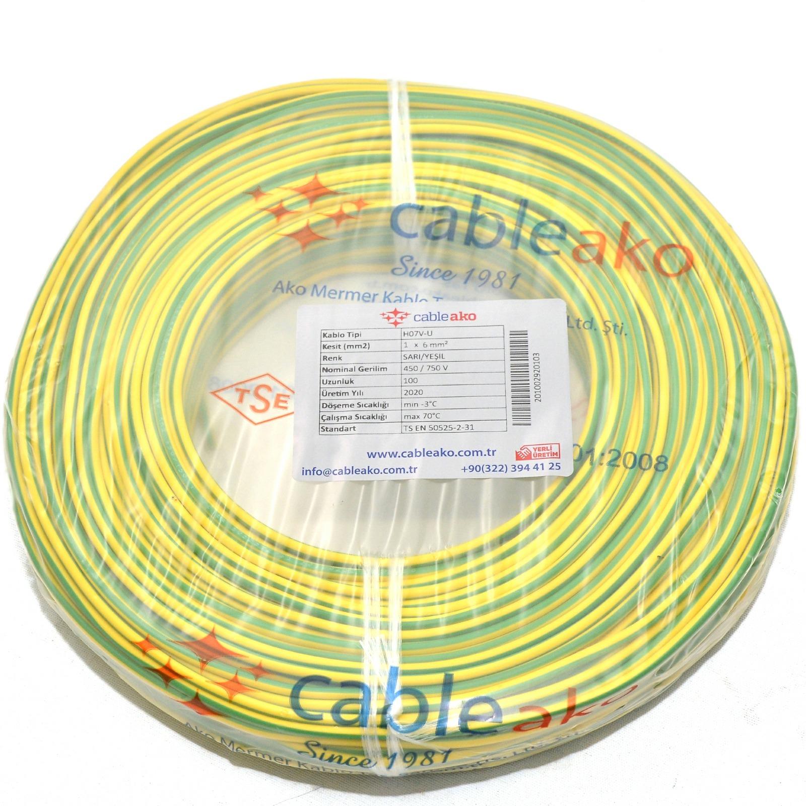 6 MM NYA SARI YEŞİL KABLO
