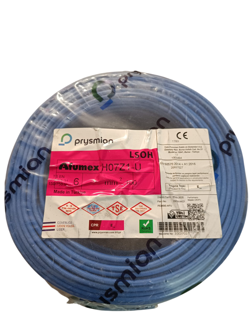 H07Z1-U 6 MM H.FREE NYA MAVİ PRYSMİAN