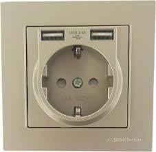 İKİLİ USB TOPRAKLI PRİZ RİTA TİTANYUM (ÇERÇEVE D.)