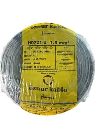 1,5 MM H07Z1-U H.FREE NYA SİYAH KABLO