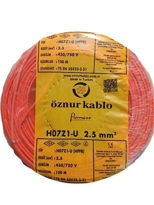 2,5 MM H07Z1-U H.FREE NYA KIRMIZI KABLO