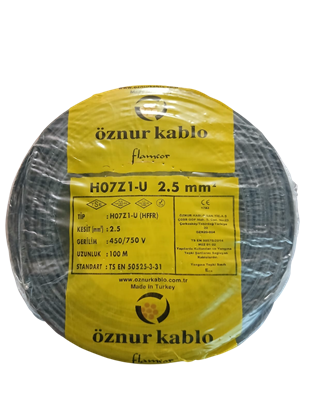 2,5 MM H07Z1-U H.FREE NYA SİYAH KABLO