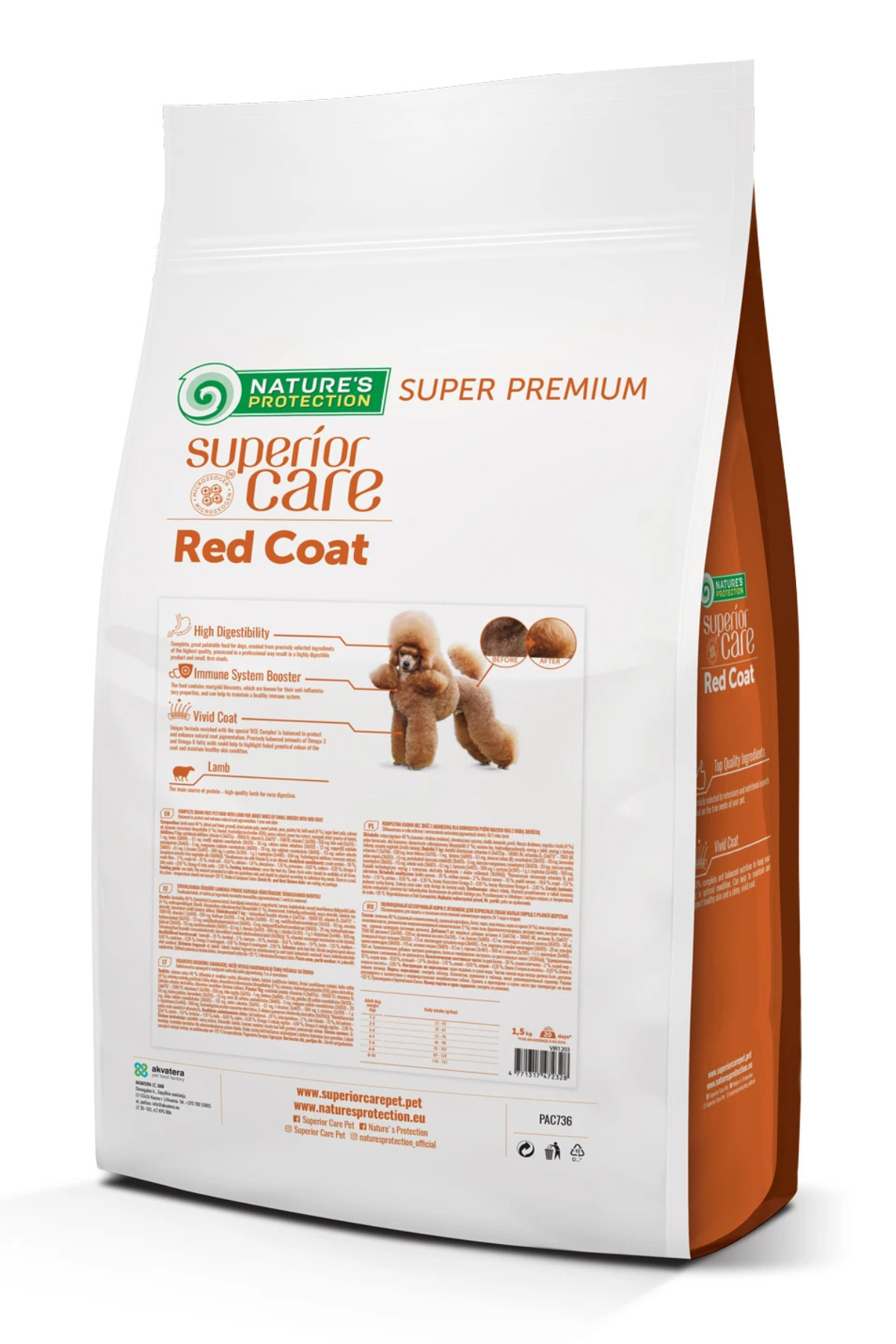 Natures Protection Superior Care Kızıl/Kahverengi Köpekler İçin Kuzulu Tahılsız  Küçük Irk Köpek maması 1.5 kg