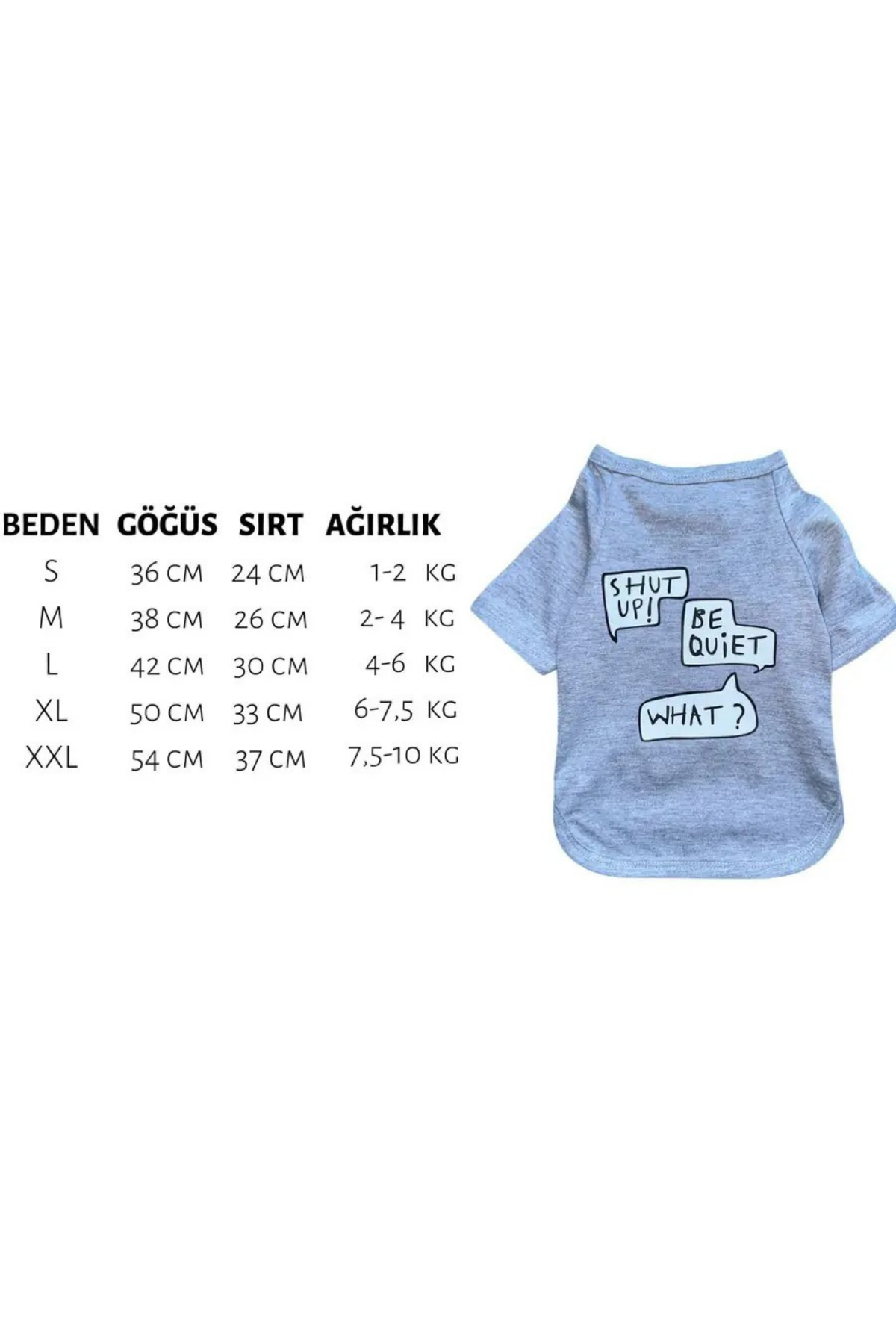 Ziggy Dog Be Quiet Köpek T-shirt Gri