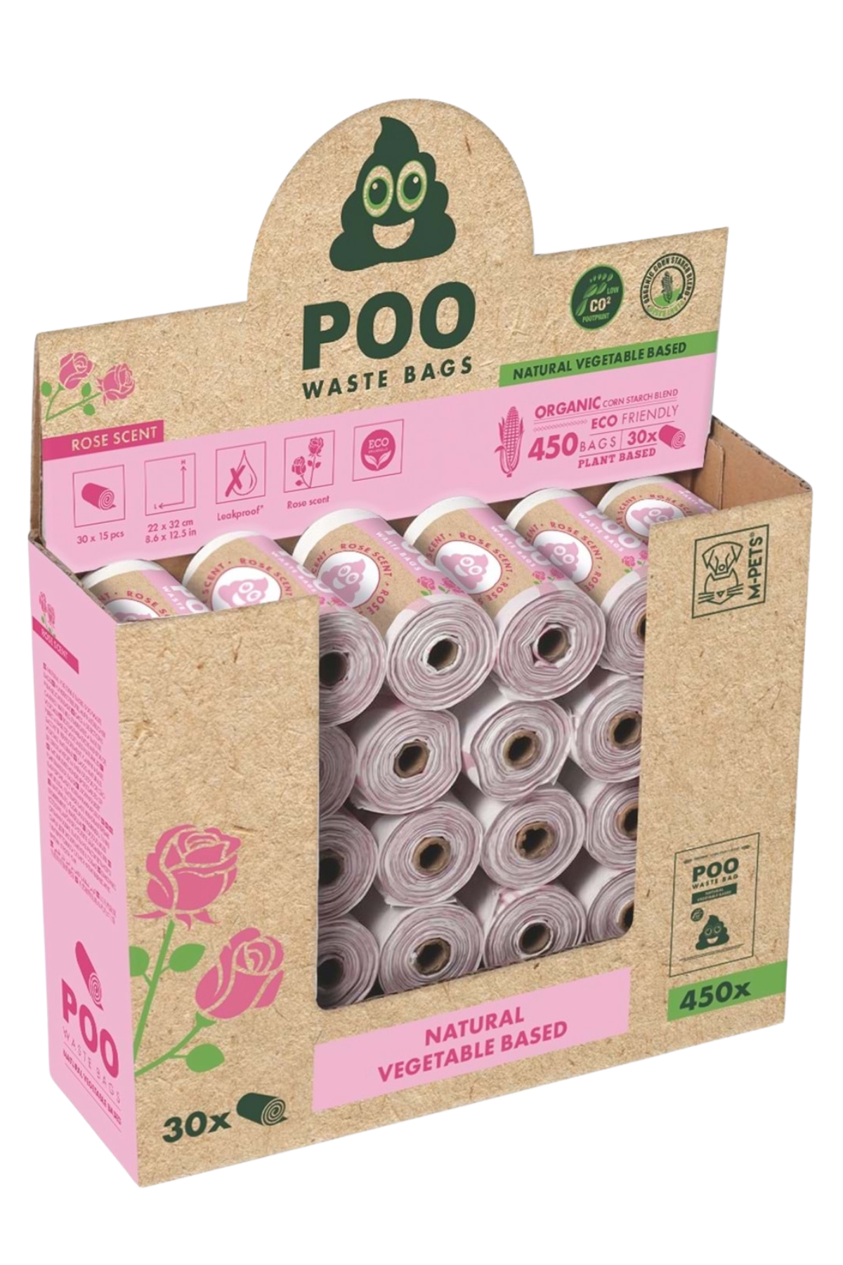 M-PETS POO DIŞKI POŞETİ 15 YAPRAK GÜL KOKULU 30LU PAKET