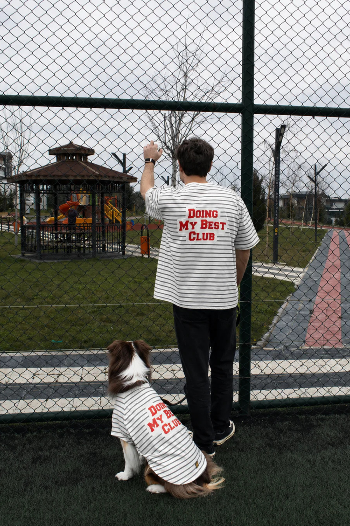 AskyxHuman | Doing My Best Club Stripe T-Shirt | Urban Grey