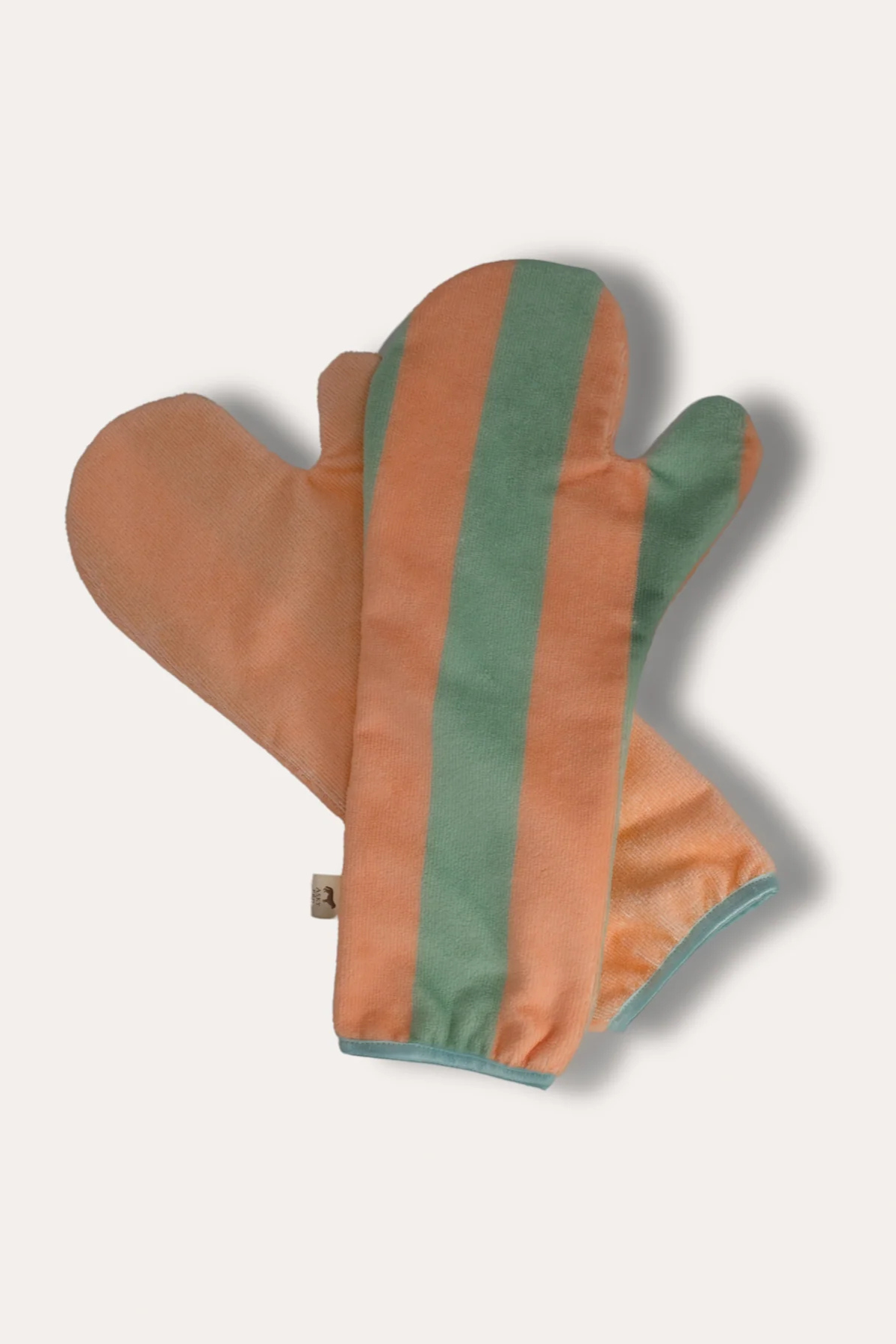Asky&Erd Soft Rituals Köpek Kurulama Eldivenleri Seafoam ve Somon Rengi Çizgili Pijamalar ve Bornozlar