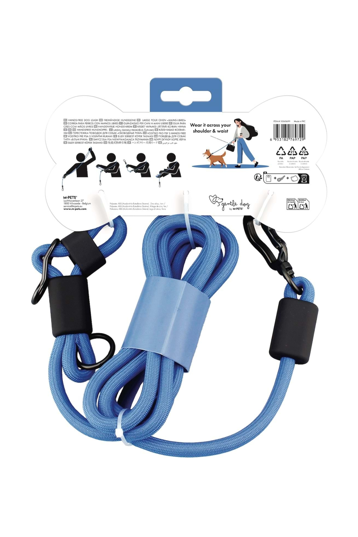 M-PETS GENTLE DOG FONKSİYONEL GEZDİRME TASMA BLUE
