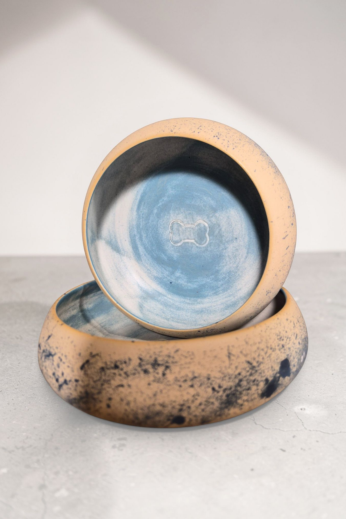 Feza Seramik Köpek Mama Kasesi Set 2li-Mavi