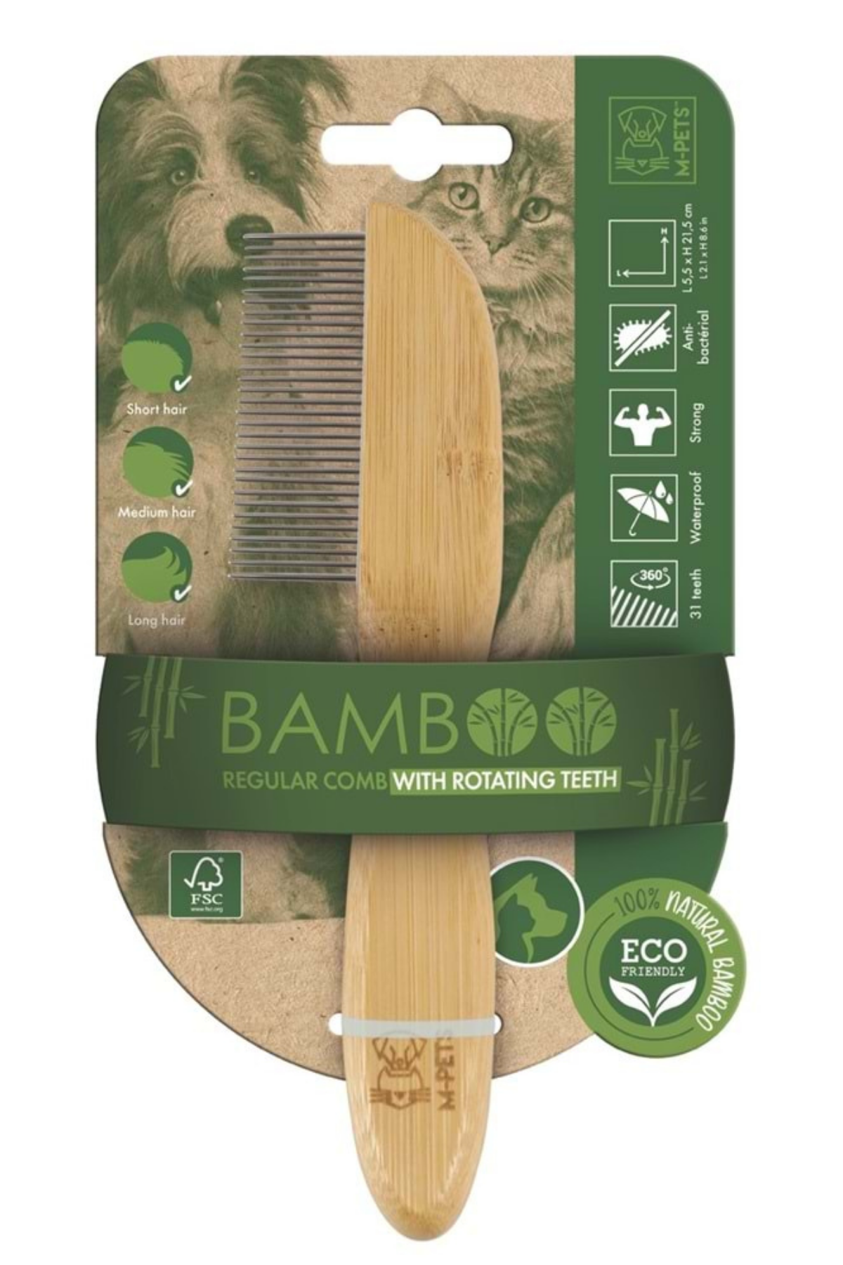 M-Pets Bamboo Köpek - Kedi Tarak