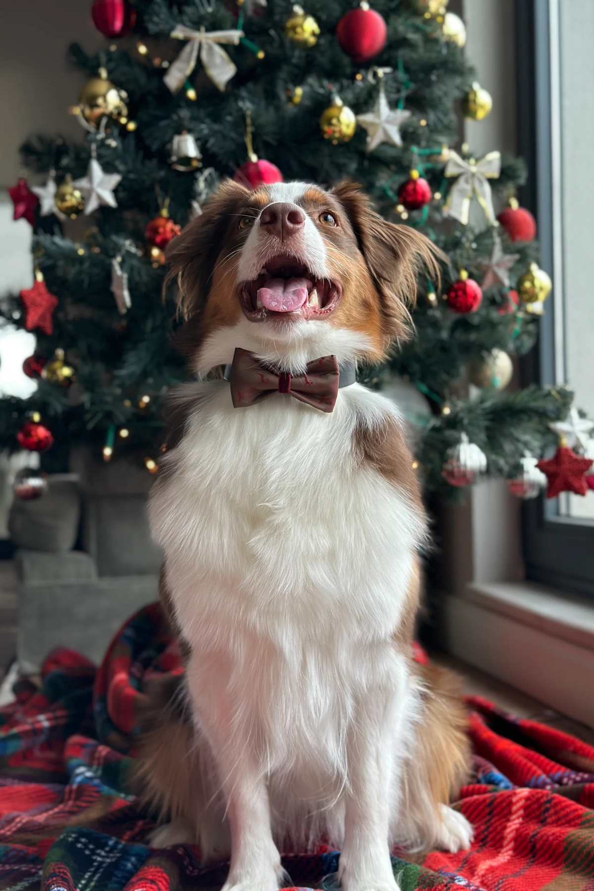 Khaki Bordeaux Satin Bow Tie Deers