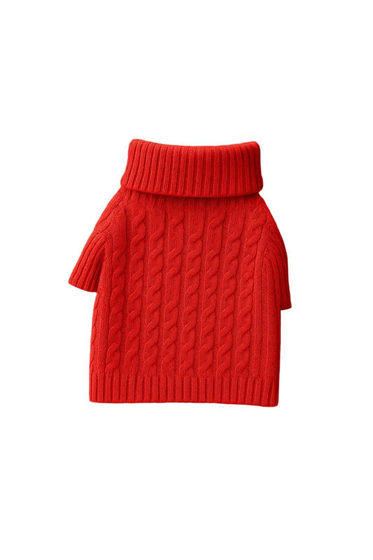 MerPaww Kablo Desen Örgü Kırmızı Kazak