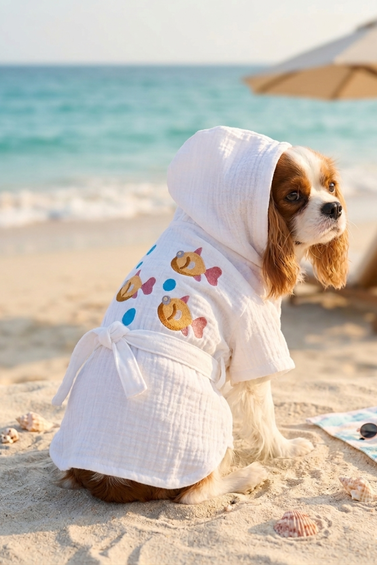 Doredog Müslin Köpek Bornoz Beyaz