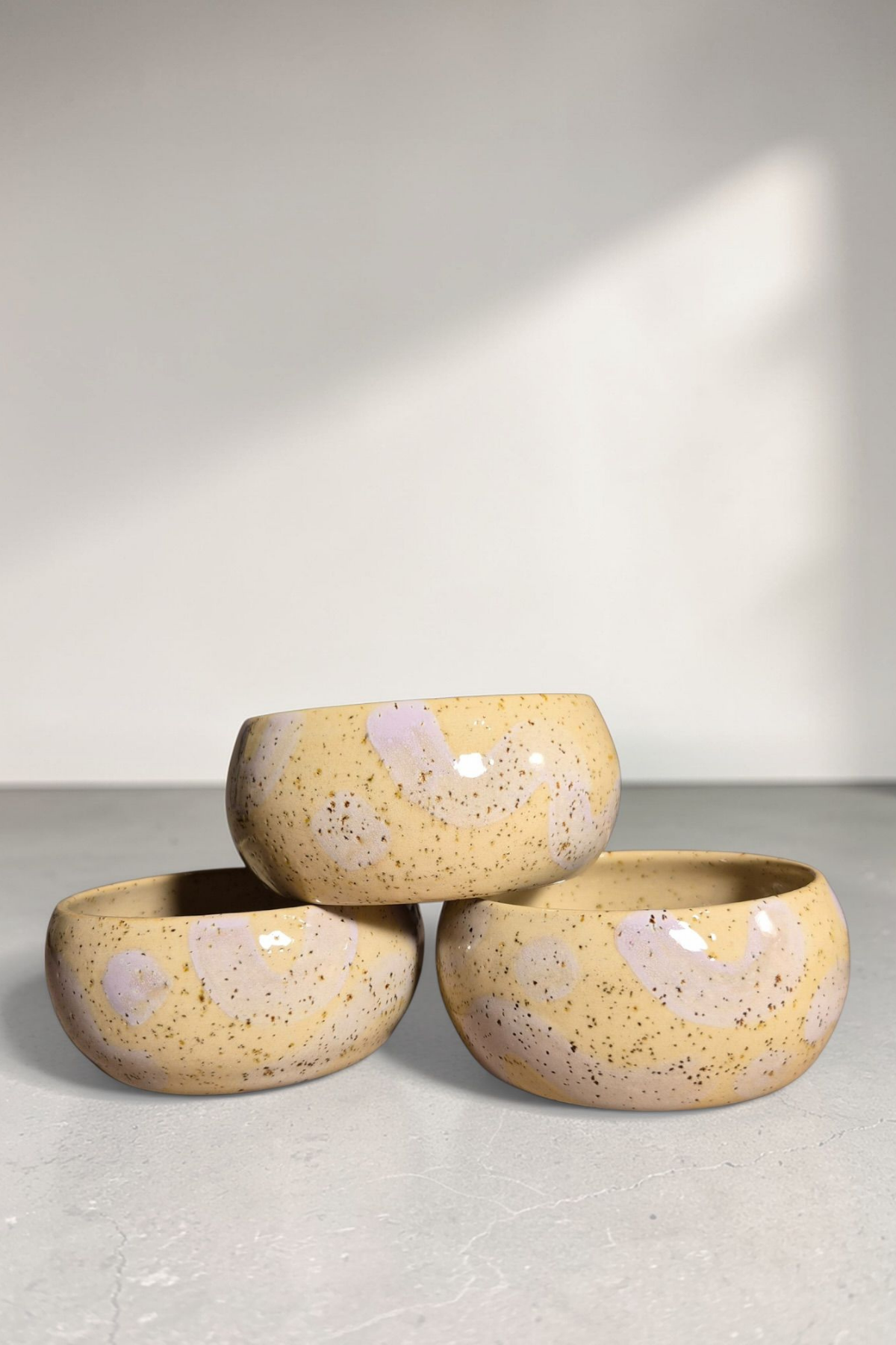 Feza Seramik Köpek Mama Kasesi- Benekli Lila Desen