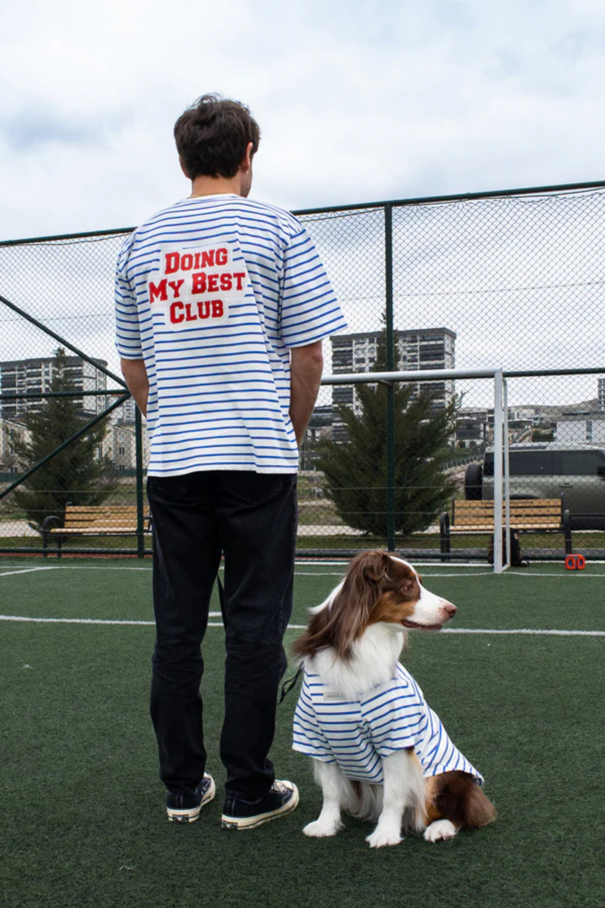 Asky&Erd Doing My Best Club Stripe T-shirt Köpek T-shirtleri Riviera Blue