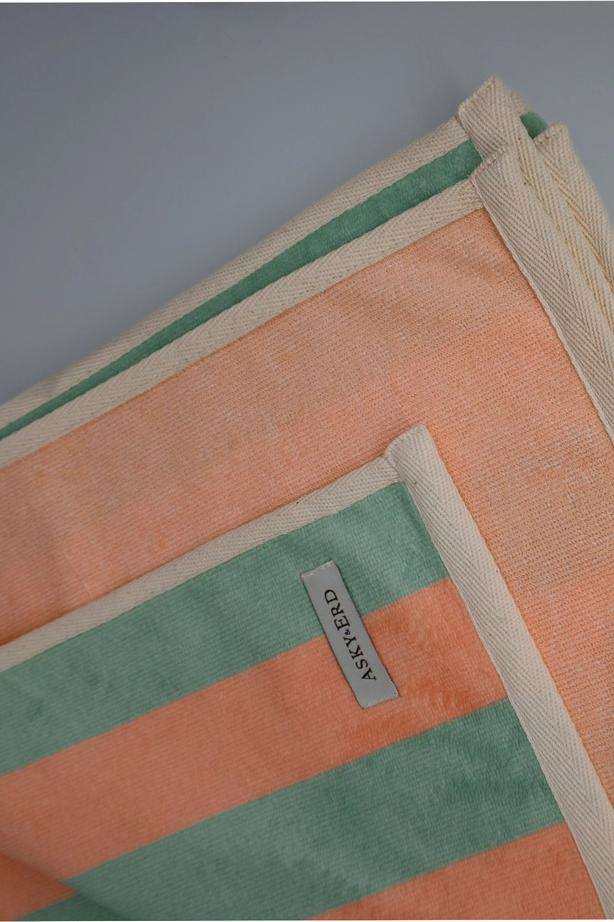 Asky&Erd AskyxHuman Soft Rituals Large Havlu Köpek Severler Seafoam & Salmon Stripe