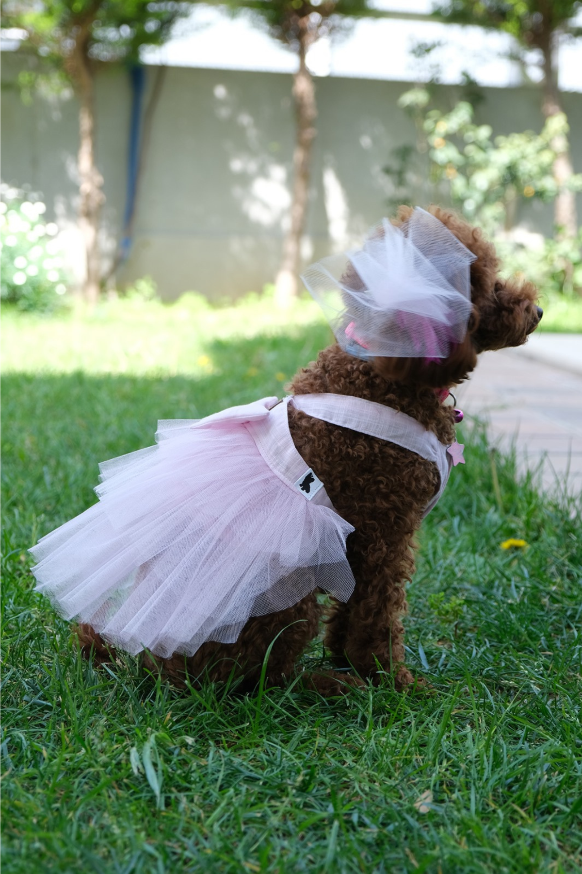 Doredog pembe fiyonklu tütülü elbise