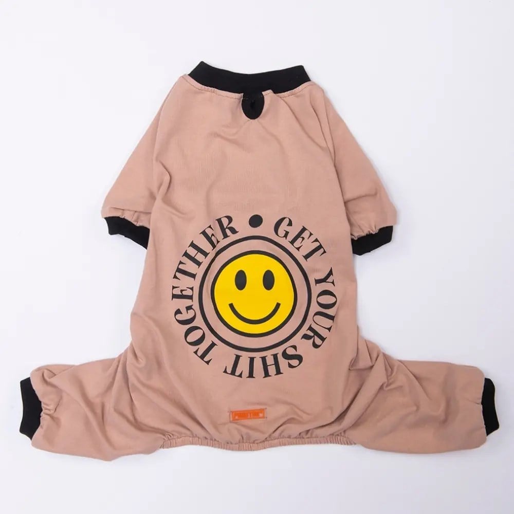 PawStar 26953 Kahverengi Smile Büyük Irk Pijama Tulum