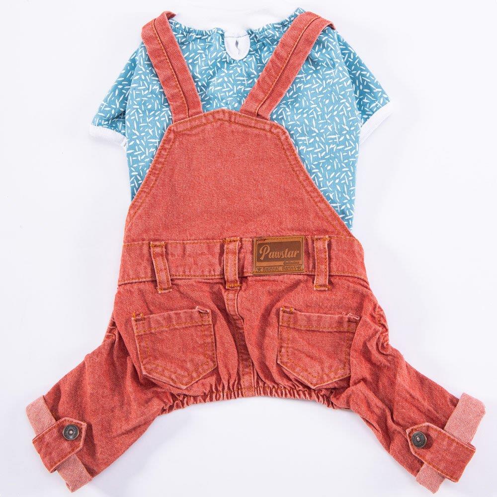 PawStar Red 2-Pack Denim Salopet Small and Medium Jumpsuit