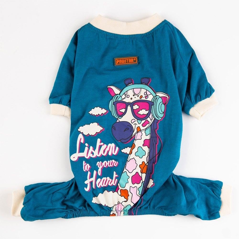 PawStar Blue Giraffe Combed Jumpsuit