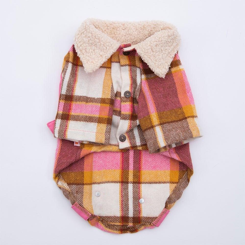 PawStar Pembe Plaid e Pelle Ceket