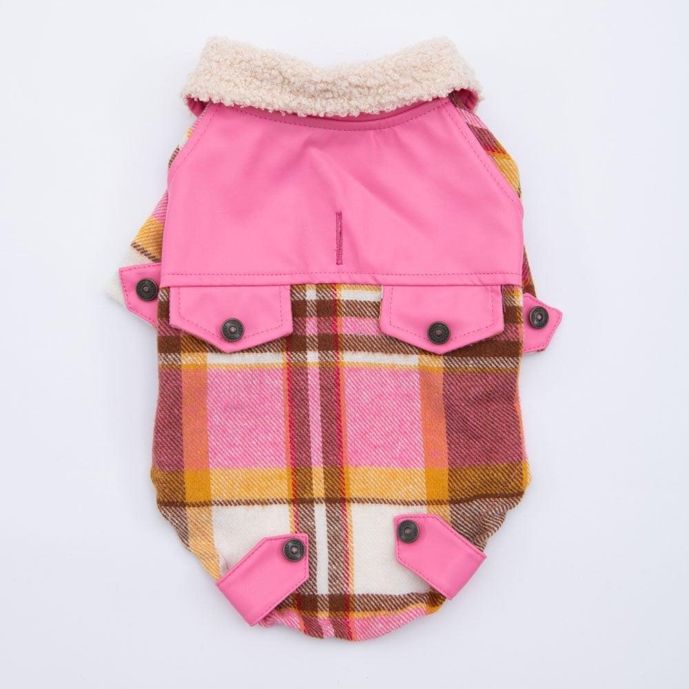 PawStar Pembe Plaid e Pelle Ceket