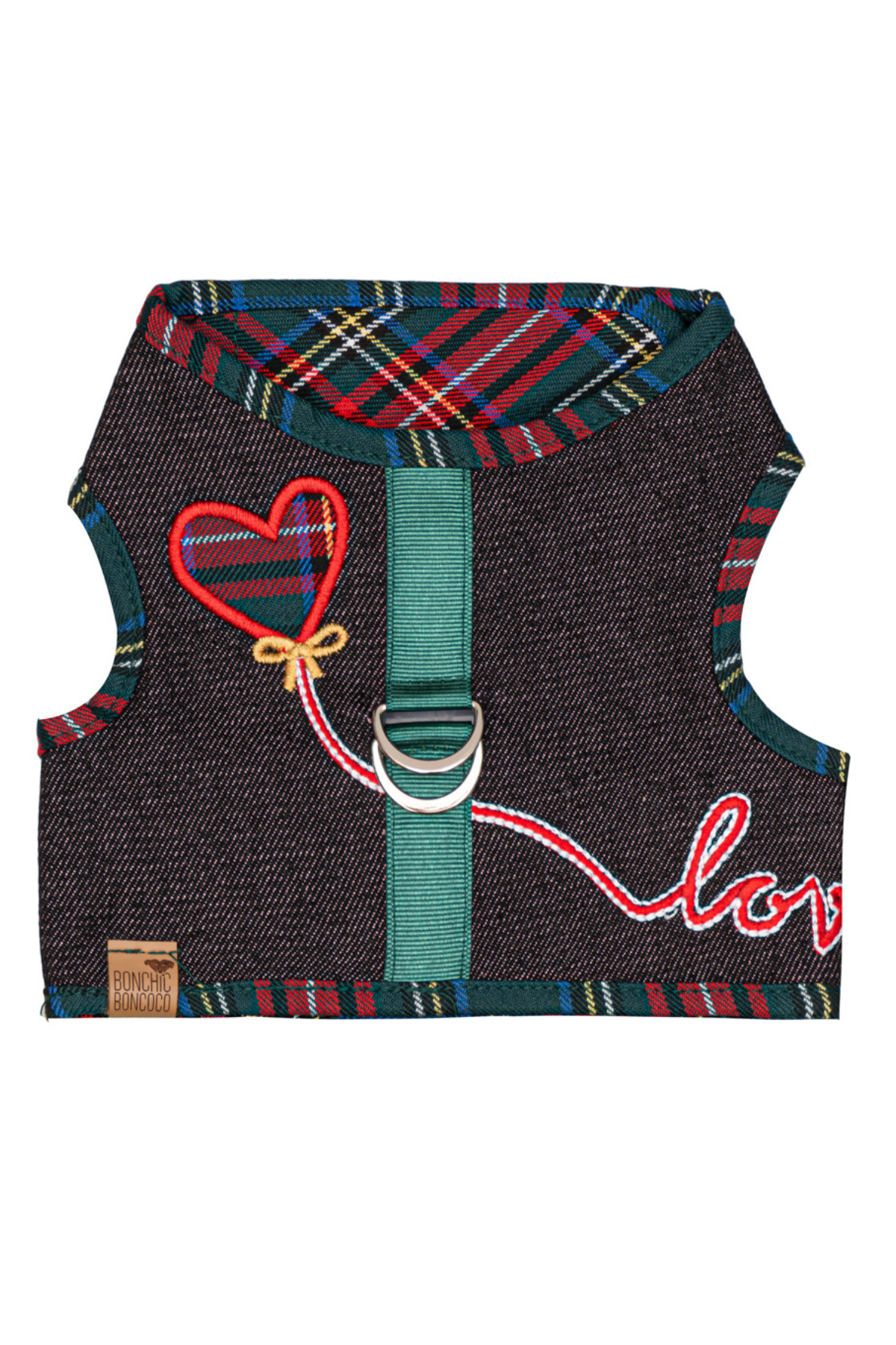 BonChicBonCoco Çift Taraflı Love Köpek Gezdirme Yeleği Kırmızı Yeşil 