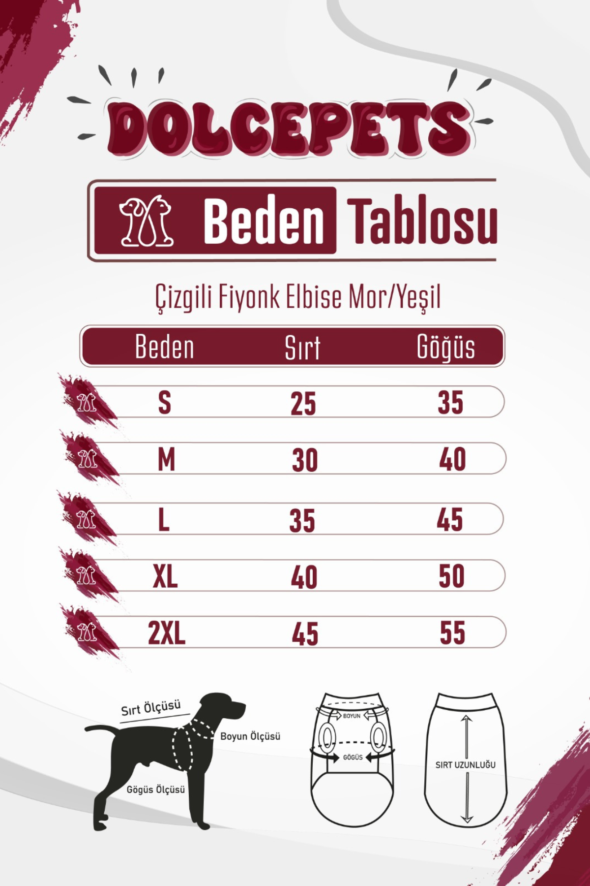 DolcePets Çizgili Fiyonk Elbise - Yeşil