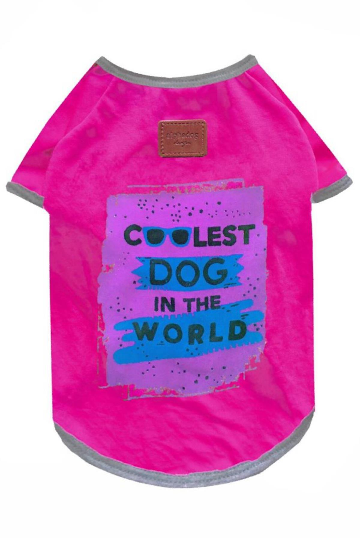 Alphadog Design Coolest Dog In The World Köpek T-Shirt Pembe