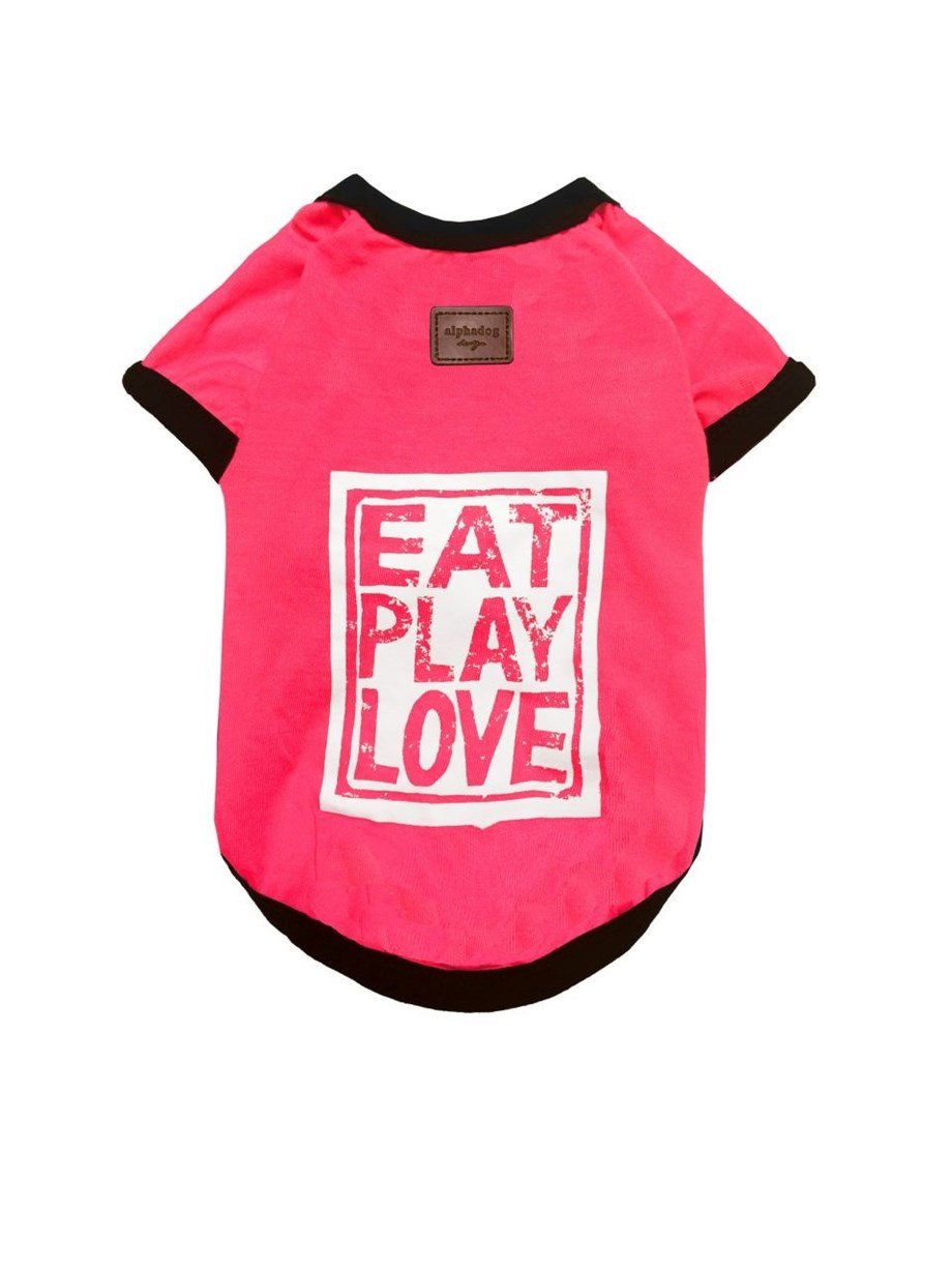 Alphadog Design Eat Play Love Köpek T-shirt Pembe