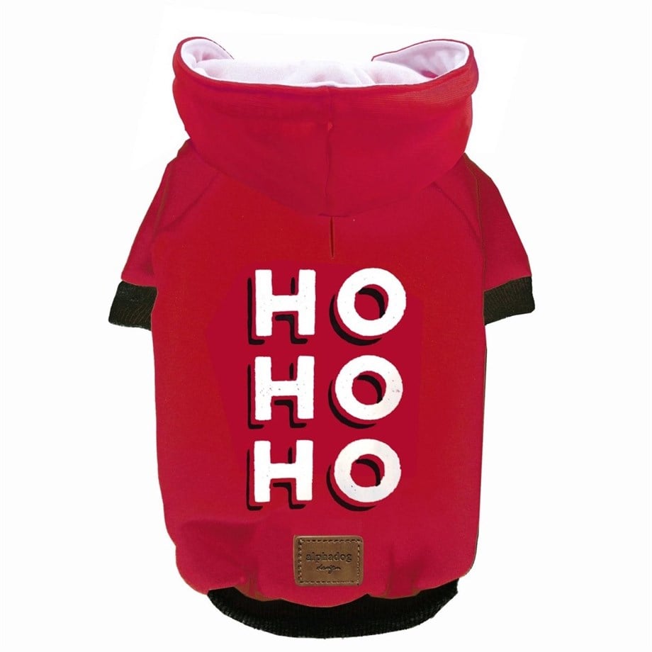 Alphadog Design Ho Ho Ho Köpek Sweatshirt Kırmızı