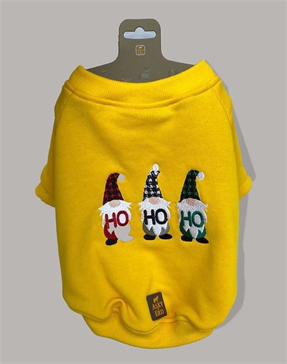 Asky & Erd Signature Dog Sweatshirt - Ho Ho !! - Sunshine Yellow
