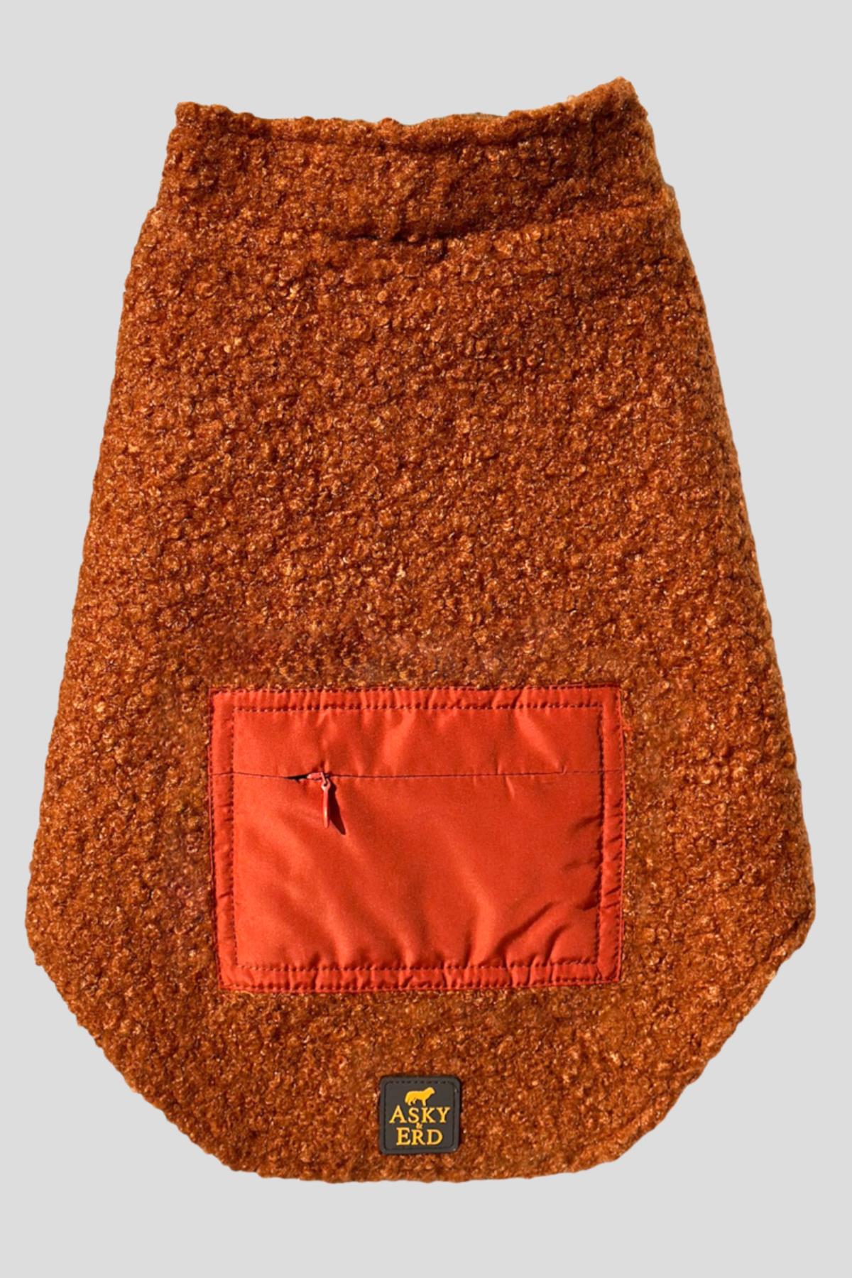 Asky & Erd Zippered Curly Vest | Brick Color