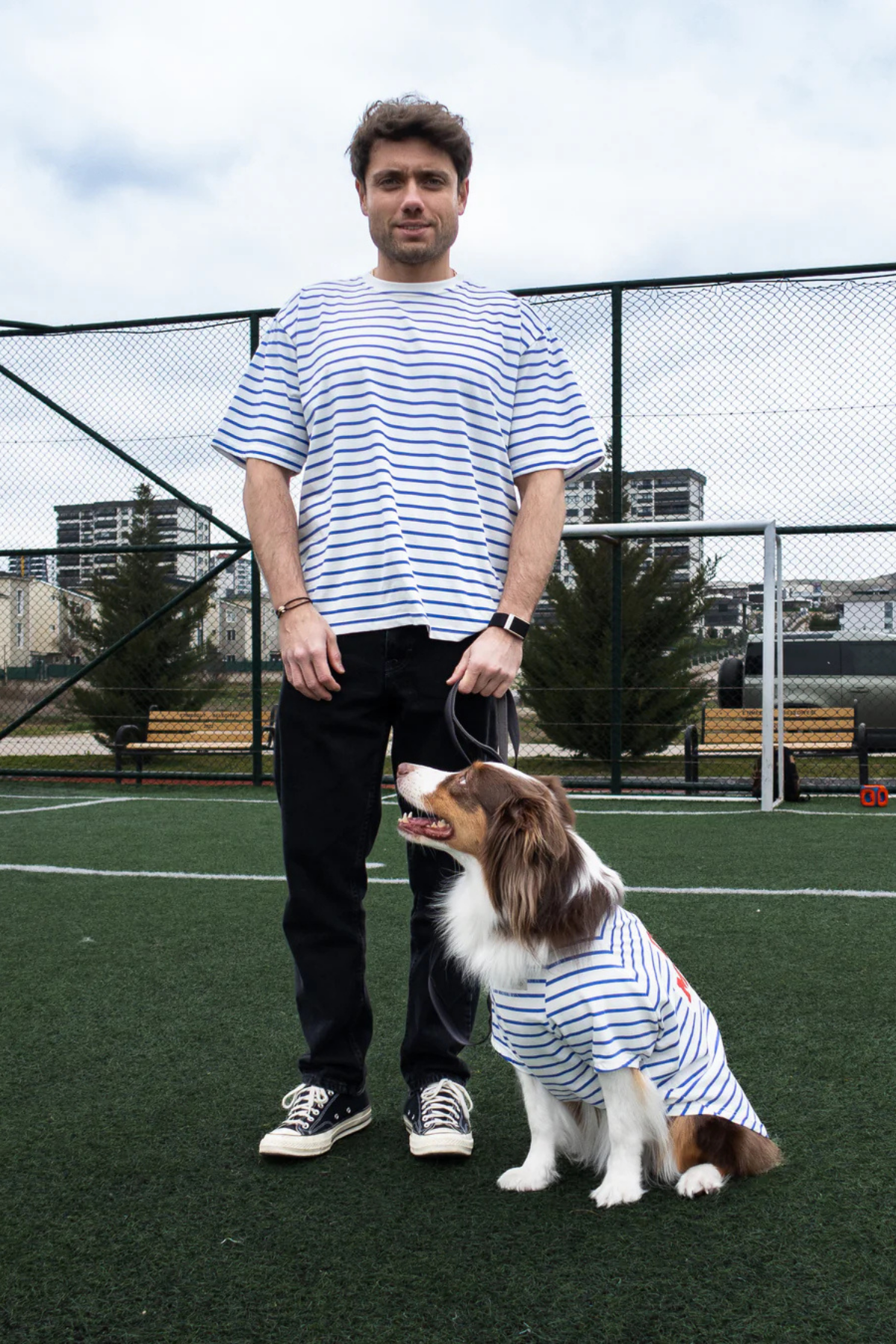Asky&Erd AskyxHuman | Doing My Best Club Stripe T-Shirt | Riviera Blue