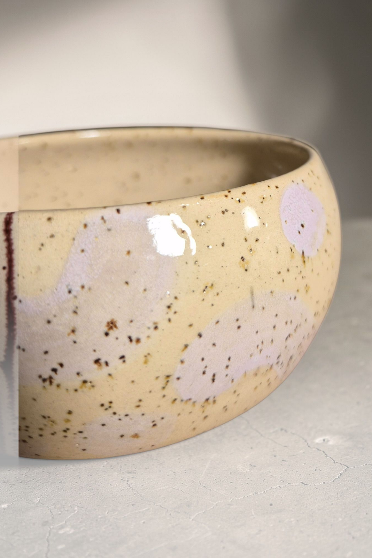 Feza Seramik Köpek Mama Kasesi- Benekli Lila Desen