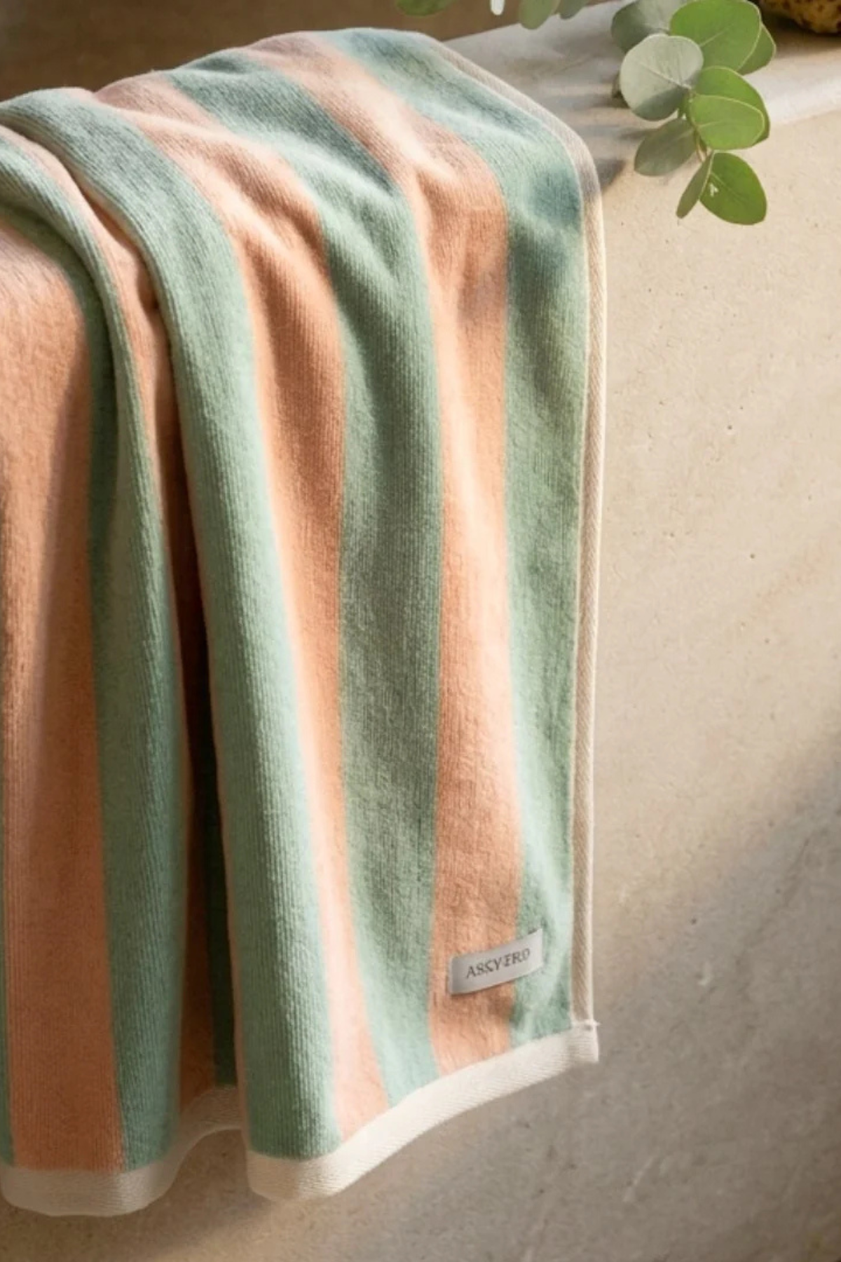 Asky&Erd AskyxHuman Soft Rituals Large Havlu Köpek Severler Seafoam & Salmon Stripe