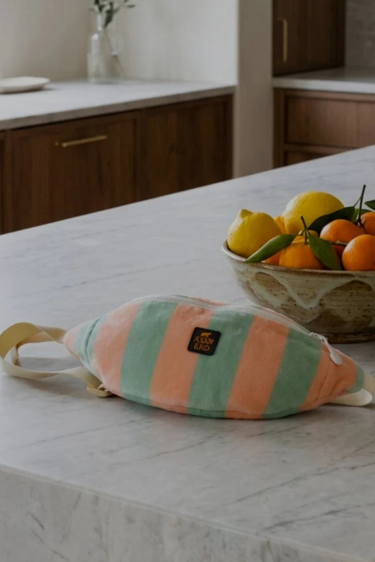 Asky&Erd Soft Rituals Yürüyüş Çantası Seafoam & Salmon Stripe