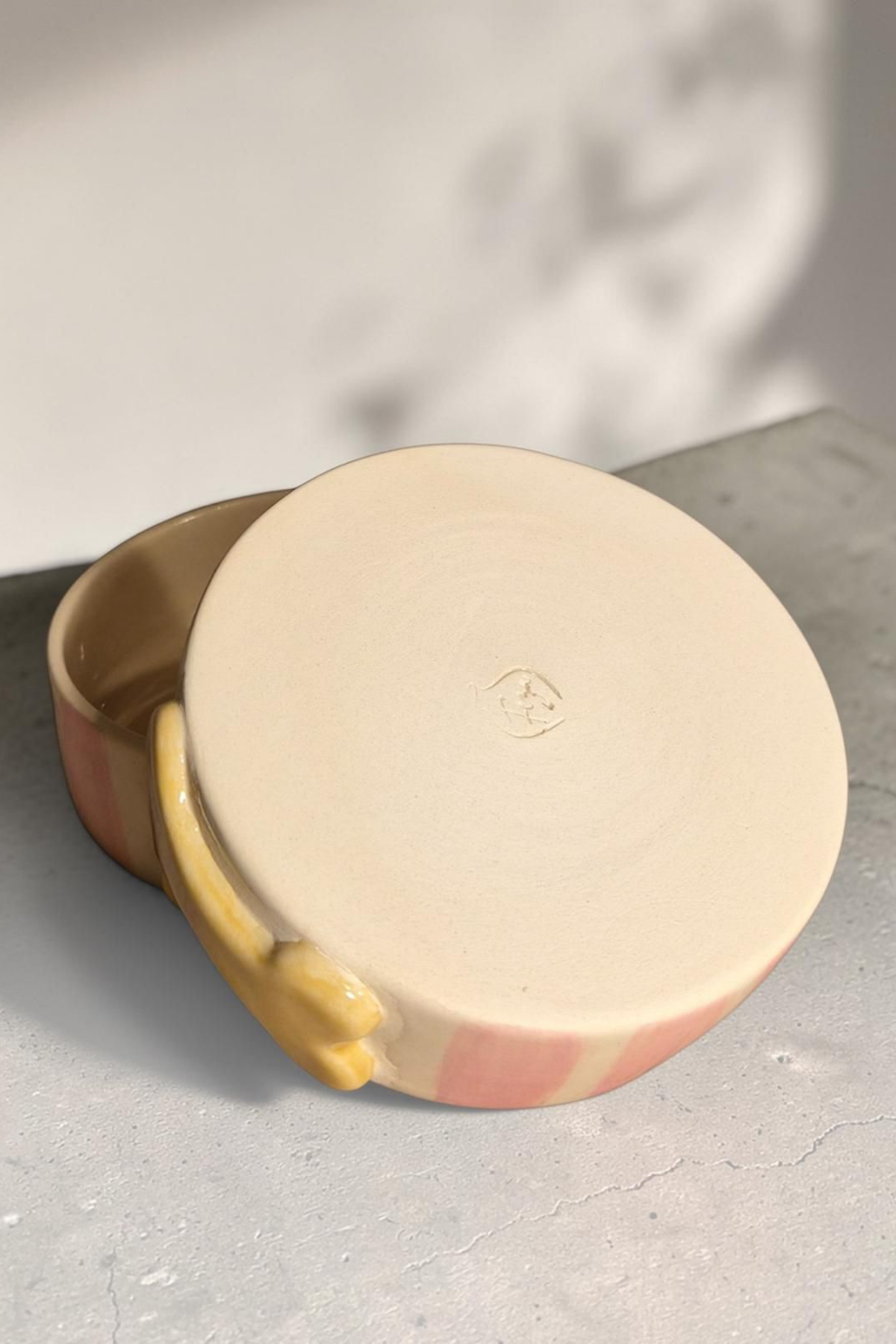 Feza Seramik Mama Kasesi Pembe Çizgili Kemikli