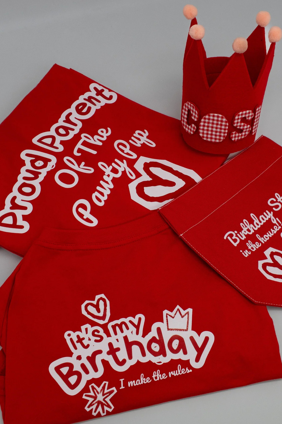 Asky&Erd It’s My Birthday Köpek T-Shirt Cherry Red