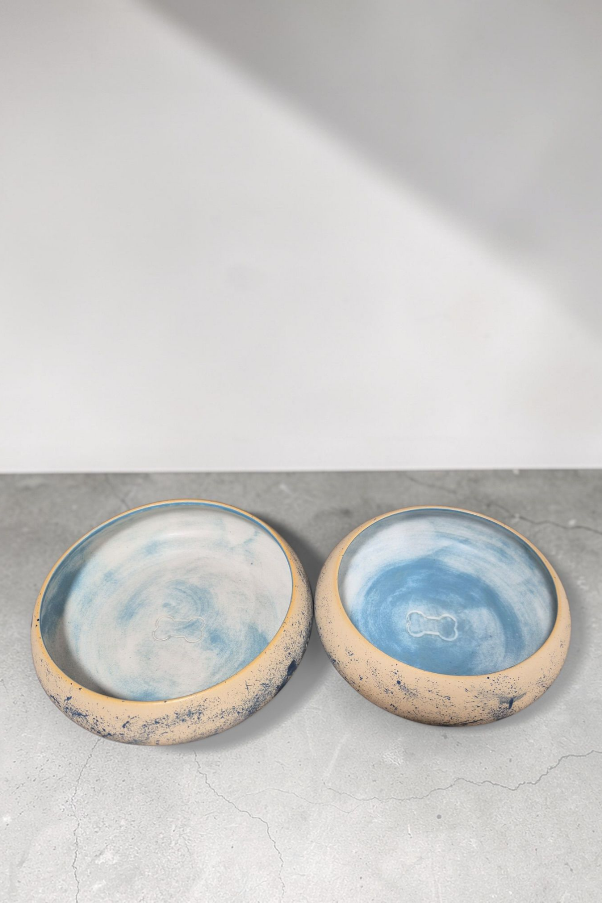 Feza Seramik Köpek Mama Kasesi Set 2li-Mavi