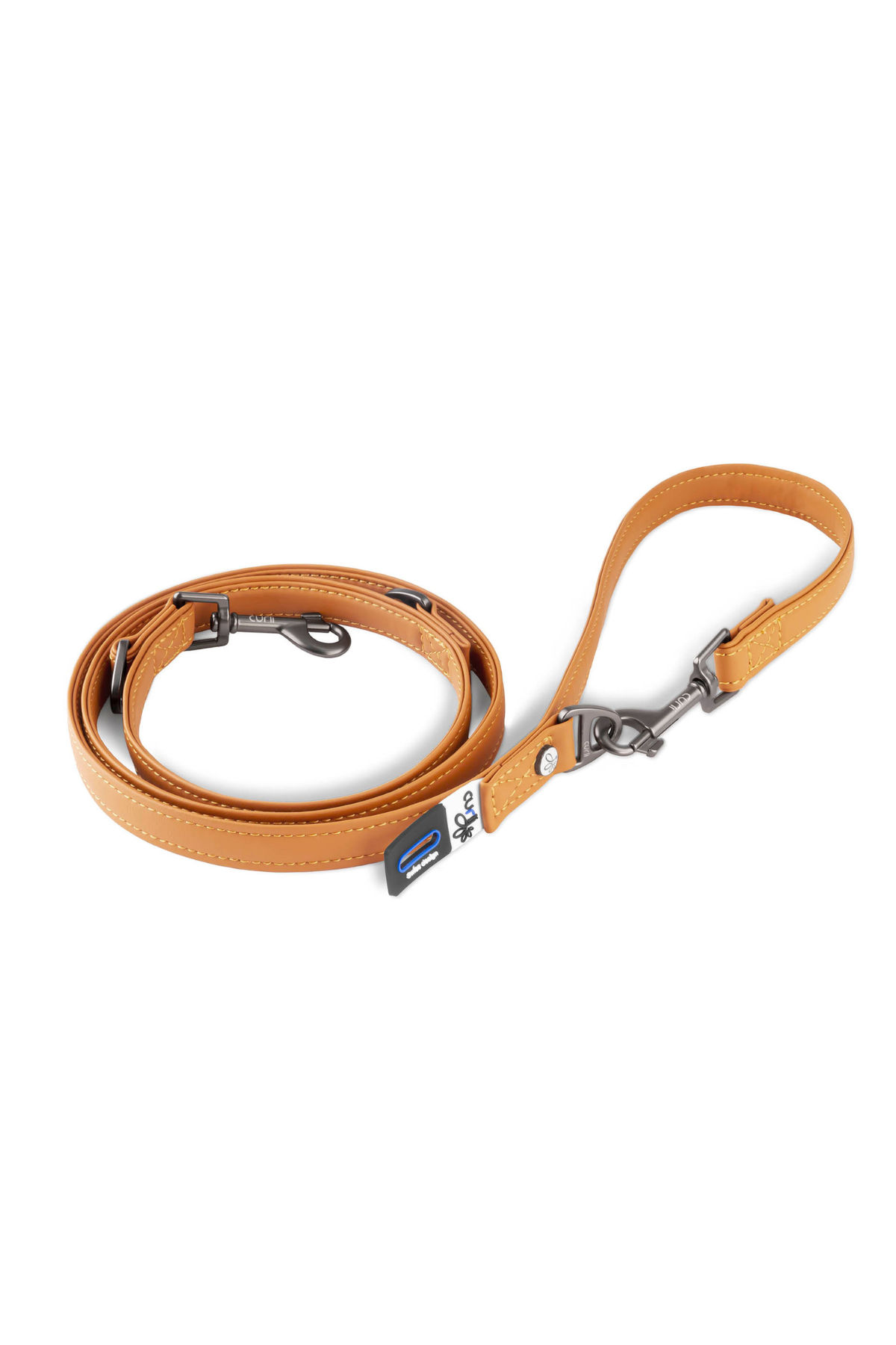 CURLI APPLE LEATHER LEASH BROWN