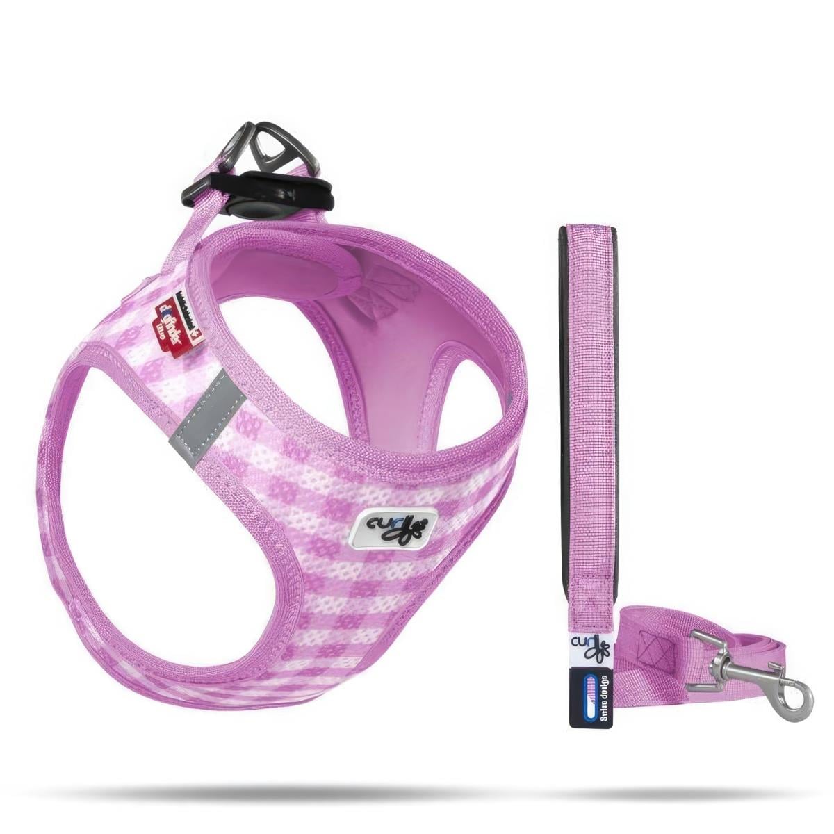 Curli Vest Puppy Harness Puppy Set Köpek Göğüs Tasması + Gezdirme Kayışı Pink-Caro