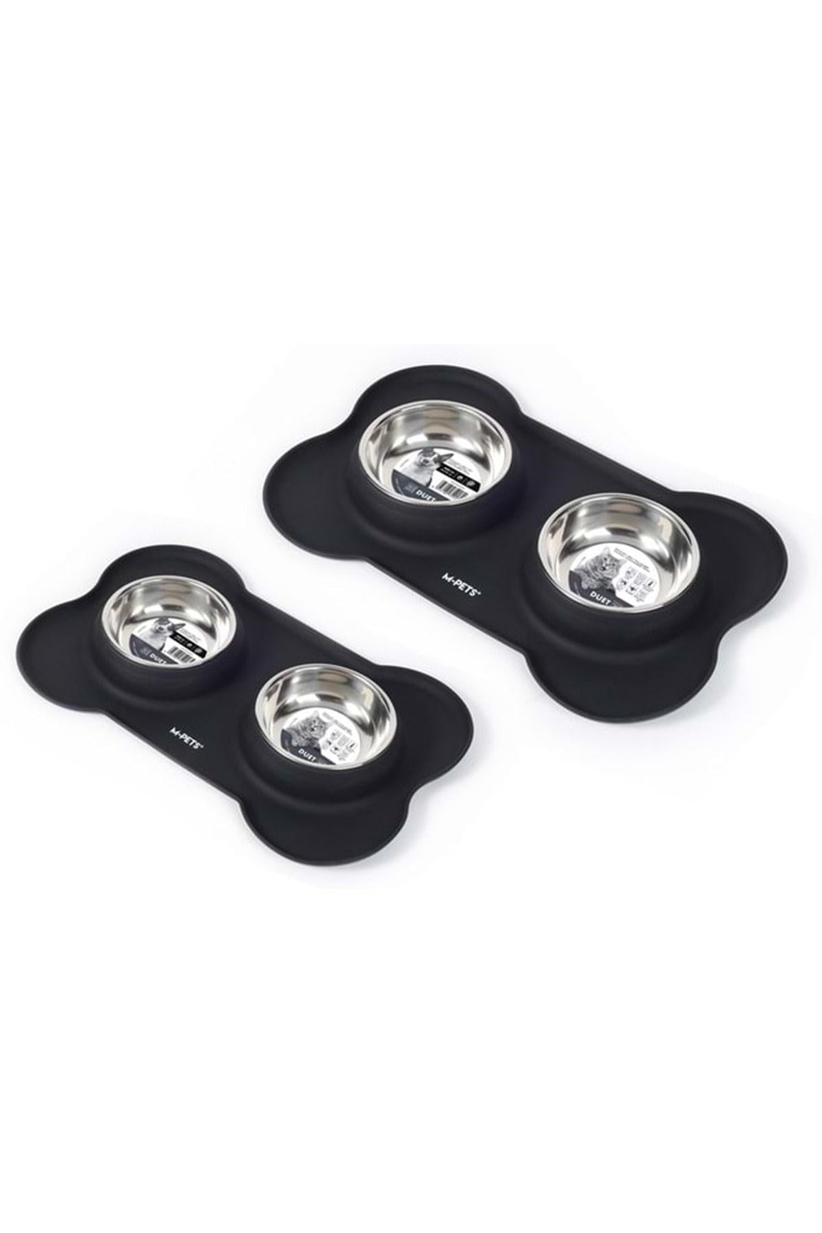 M-Pets Duet Köpek Mama Ve Su Kabı Black