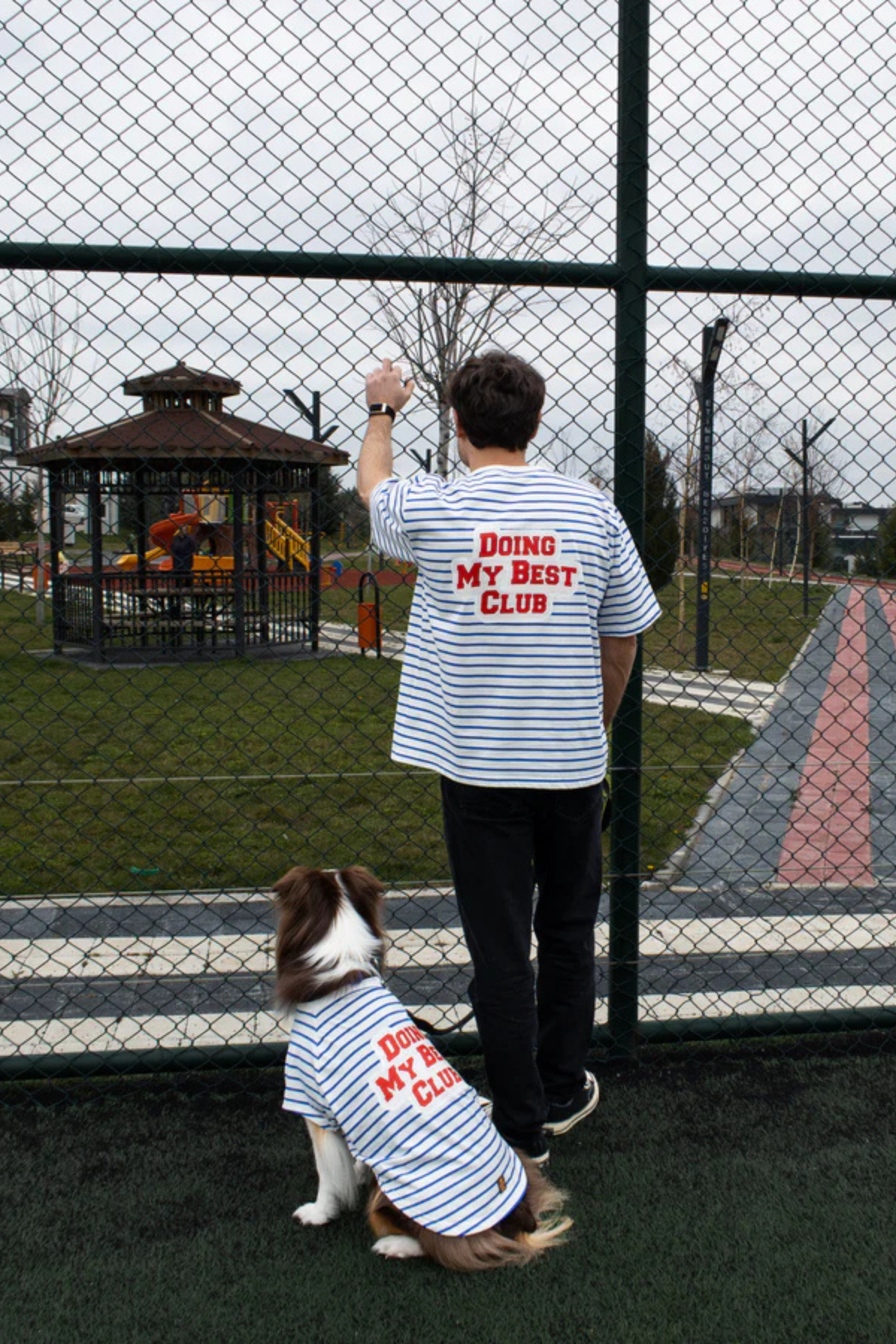 Asky&Erd Doing My Best Club Stripe T-shirt Köpek T-shirtleri Riviera Blue