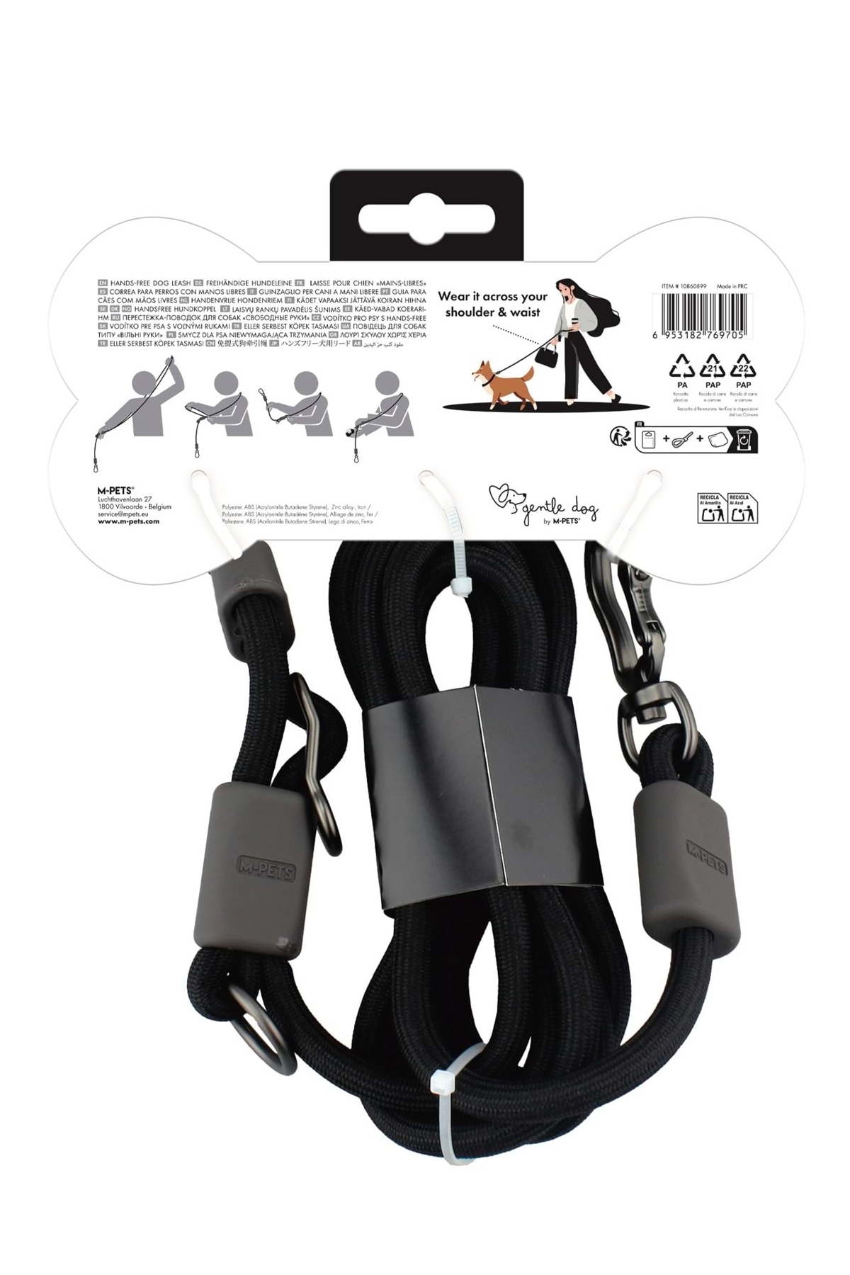 M-PETS GENTLE DOG FONKSİYONEL GEZDİRME TASMA BLACK