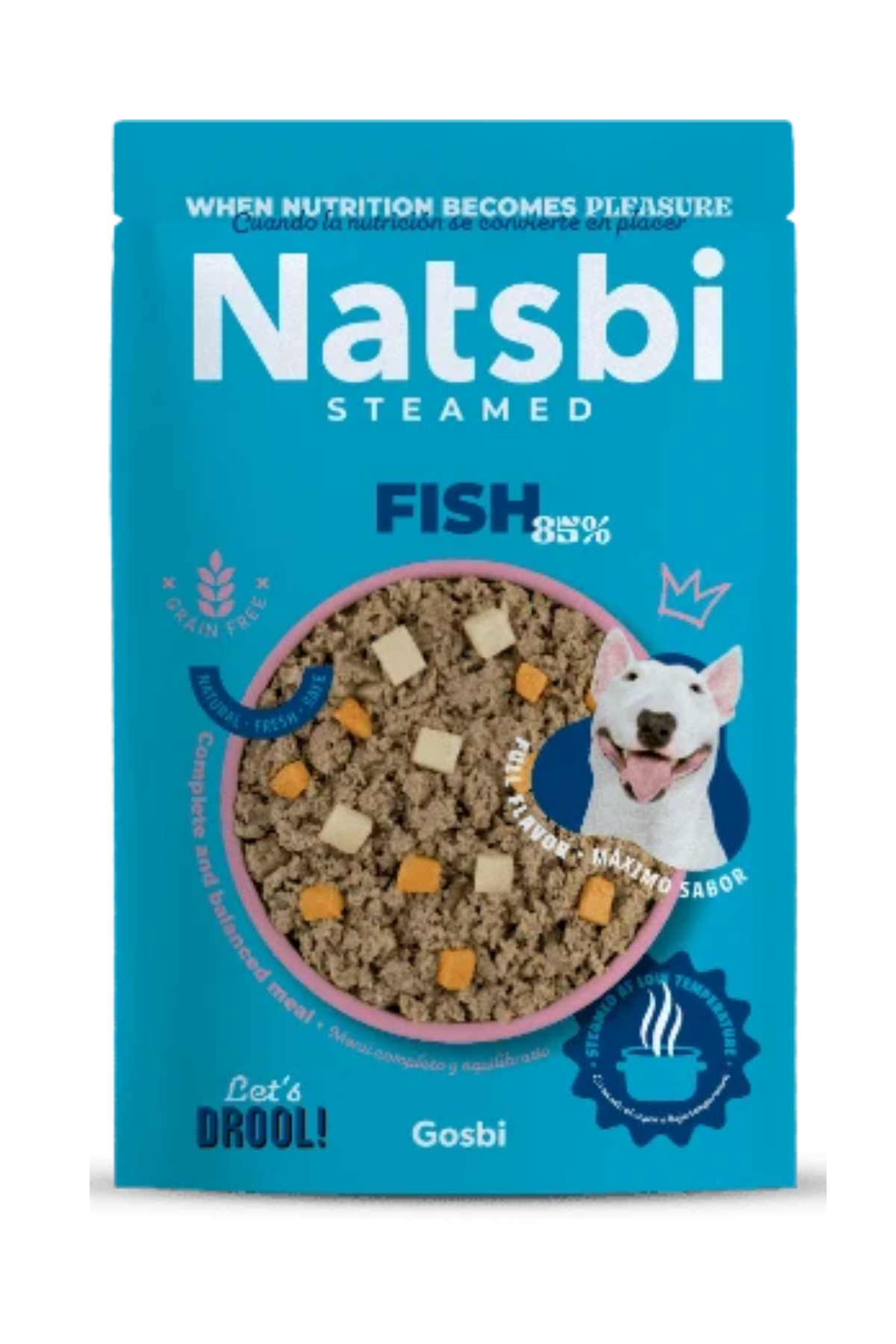 Gosbi Natsbi Buharda Pişirilmiş Balıklı Yaş Köpek Mama 200g