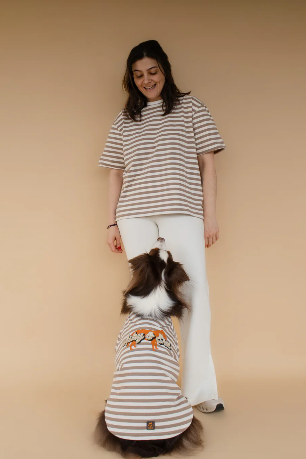 Asky&Erd AskyxHuman Heritage Stripe Tshirt Oat Latte