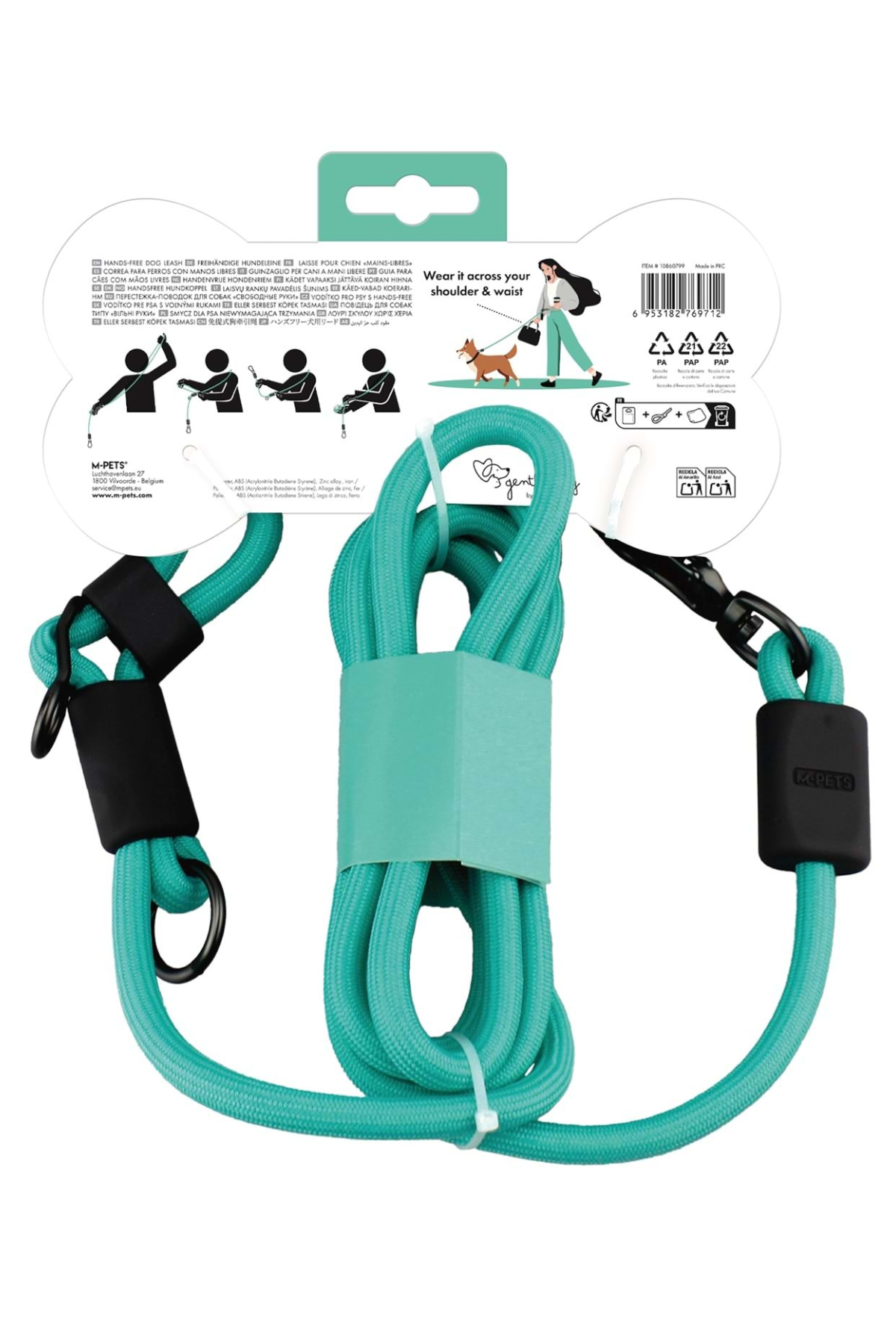 M-Pets Gentle Dog Fonksiyonel Gezdirme Tasma Green