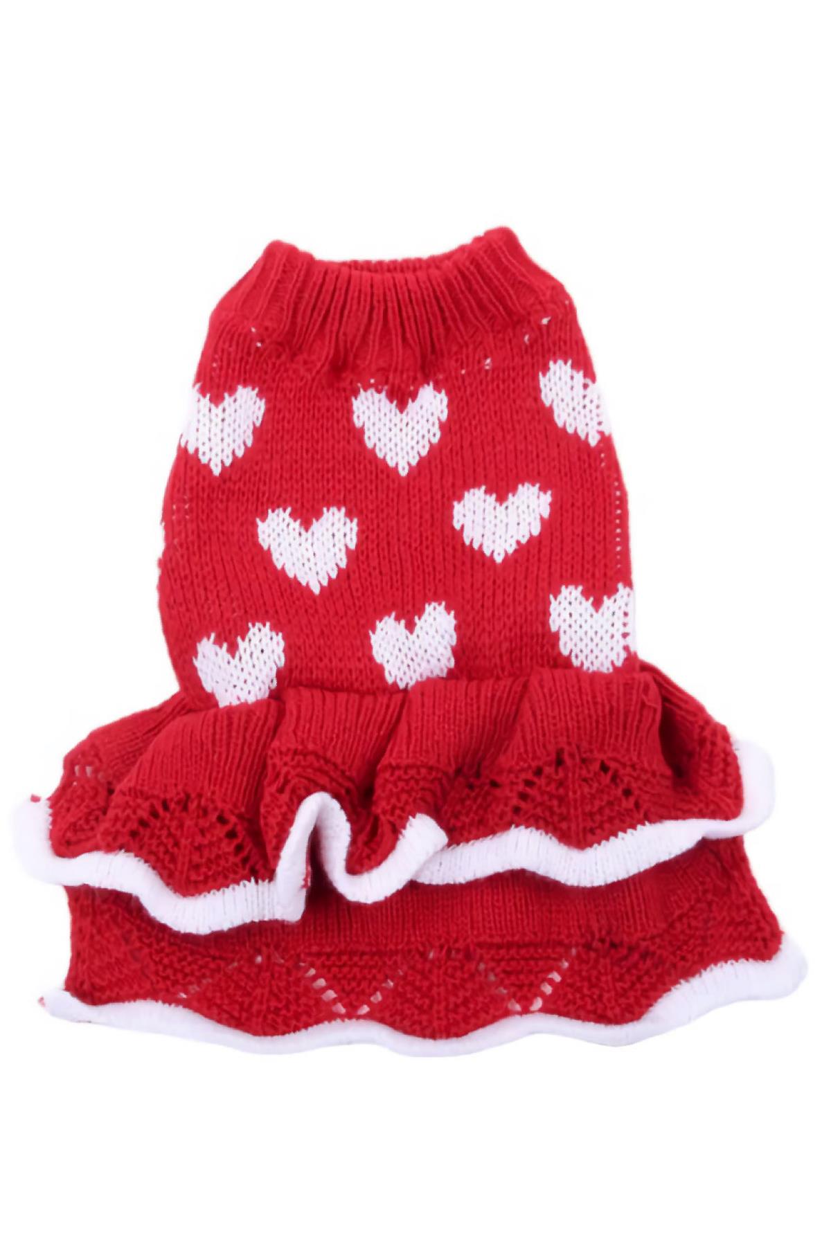 DolcePets Heart Dress - Kalp Elbise - Kırmızı